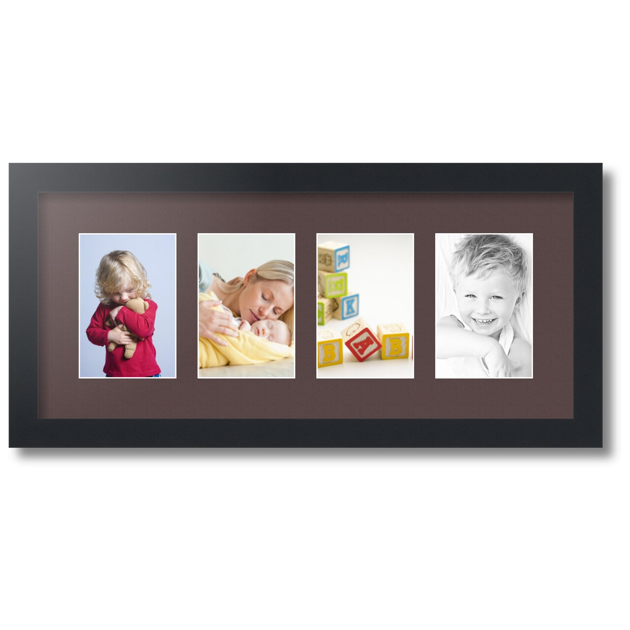 ArtToFrames Collage Photo Picture Frame with 4 - 4x6 inch Openings, Framed in Black with Over 62 Mat Color Options and Plexi Glass (CSM-3926-14)